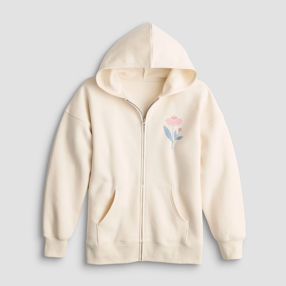 Girls 6-20 SO® Oversized Zip Front Hoodie in Regular & Plus Size