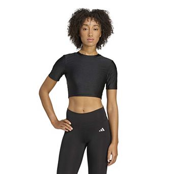 Women's adidas Workout Essentials Shine Crop Tee
