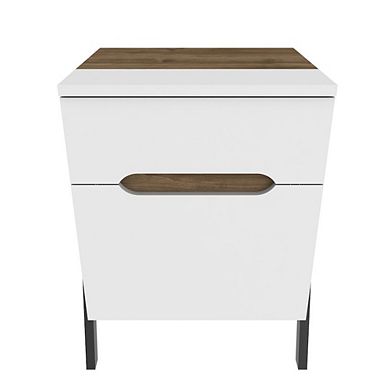 Decorotika Neva Night Stand - Walnut White Black