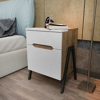 Decorotika Neva Night Stand - Walnut White Black