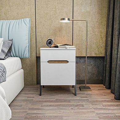 Decorotika Neva Night Stand - Walnut White Black