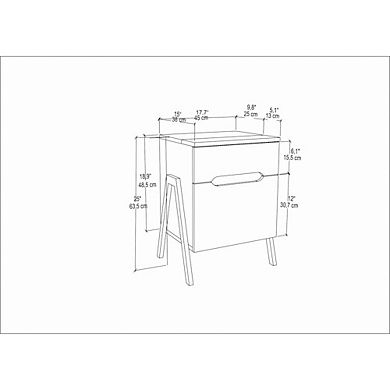 Decorotika Neva Night Stand - Walnut White Black