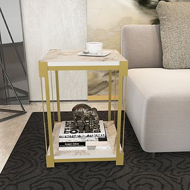 Zenas Side End Table - Ephesus Gold