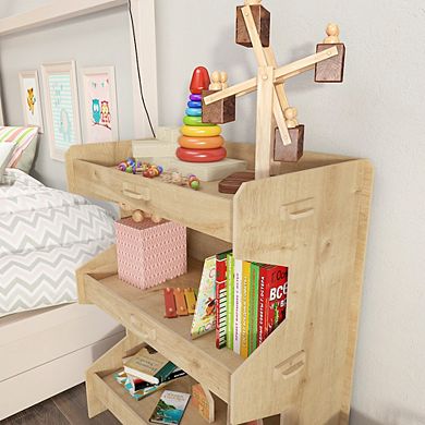 Fesa Natural Oak Finish Bookcase Bookcshef Magazine Rack