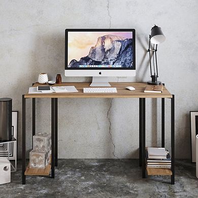 Reader Computer Desk-Black&Walnut