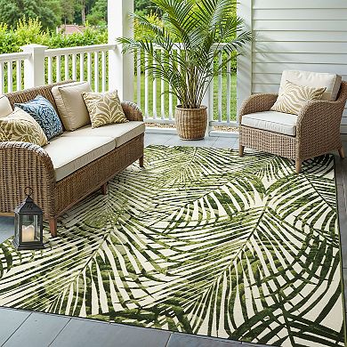 StyleHaven Negril Layered Tropical Palm Leaves Rug
