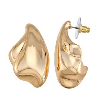 Nine West Gold Tone Draped Stud Earrings