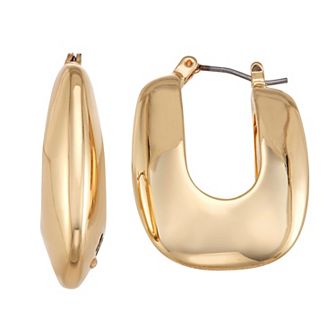 Nine West Silver Tone Chunky U Hoop Earrings