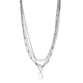Nine West Silver Tone Link Multirow Necklace