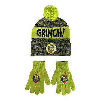 Boys 4-20 How The Grinch Stole Christmas 2 pc "Grinch!" Hat & Gloves Set