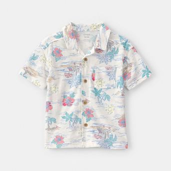 Toddler Boy Carter's Tropical Beach Short Sleeve Button-Down Shirt