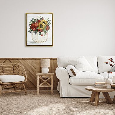 Stupell Home Decor Country Sunflower Pumpkin Bouquet Floating Framed Wall Art