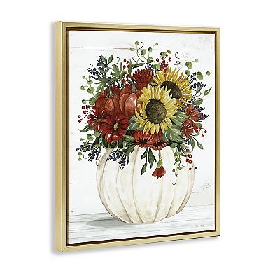 Stupell Home Decor Country Sunflower Pumpkin Bouquet Floating Framed Wall Art