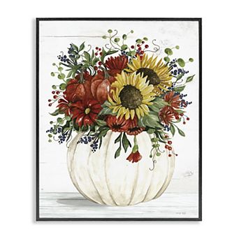 Stupell Home Decor Country Sunflower Pumpkin Bouquet Glicee Framed Wall Art