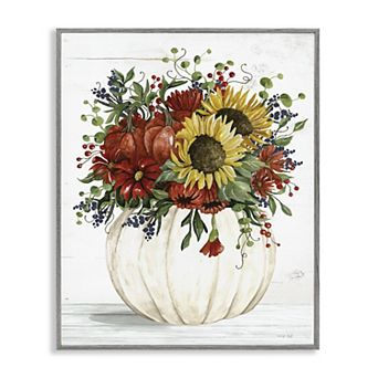 Stupell Home Decor Country Sunflower Pumpkin Bouquet Glicee Framed Wall Art