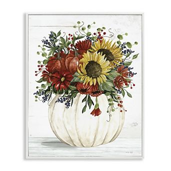 Stupell Home Decor Country Sunflower Pumpkin Bouquet Glicee Framed Wall Art