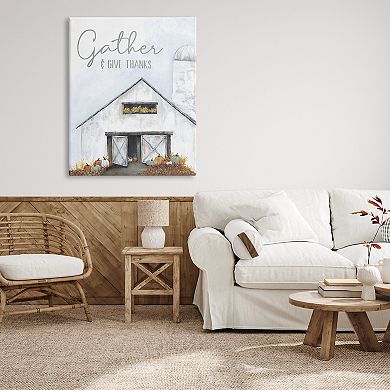 Stupell Home Decor Gather & Give Thanks Autumn Barn Canvas Wall Art