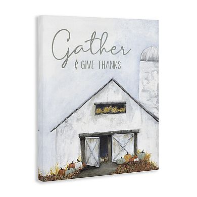 Stupell Home Decor Gather & Give Thanks Autumn Barn Canvas Wall Art