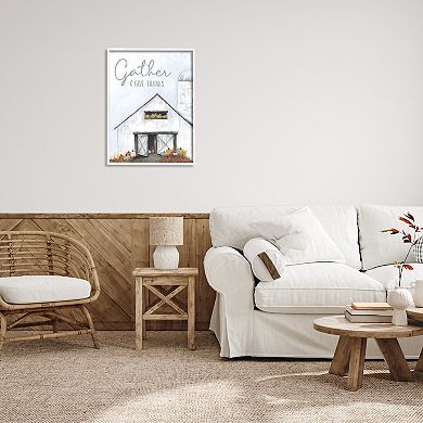 Stupell Home Decor Gather & Give Thanks Autumn Barn Glicee Framed Wall Art