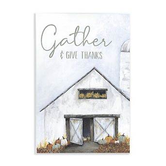 Stupell Home Decor Gather & Give Thanks Autumn Barn Plaque Wall Art