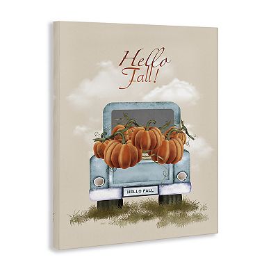 Stupell Home Decor Hello Fall Pumpkins Canvas Wall Art