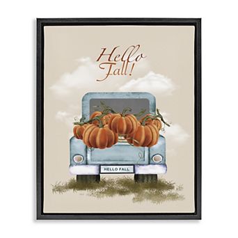 Stupell Home Decor Hello Fall Pumpkins Floating Framed Wall Art
