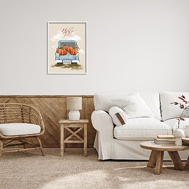 Stupell Home Decor Hello Fall Pumpkins Glicee Framed Wall Art