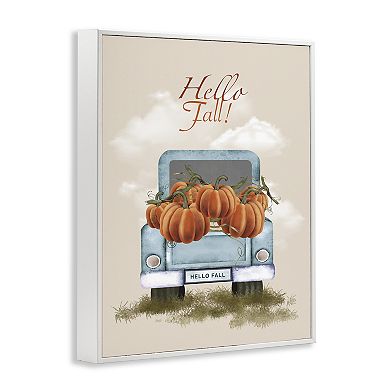 Stupell Home Decor Hello Fall Pumpkins Glicee Framed Wall Art