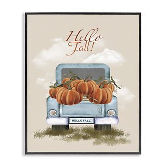 Stupell Home Decor Hello Fall Pumpkins Glicee Framed Wall Art
