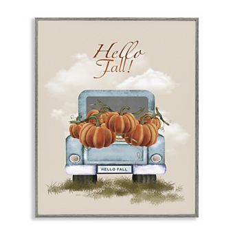 Stupell Home Decor Hello Fall Pumpkins Glicee Framed Wall Art