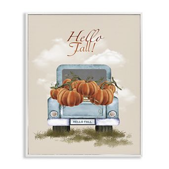 Stupell Home Decor Hello Fall Pumpkins Glicee Framed Wall Art