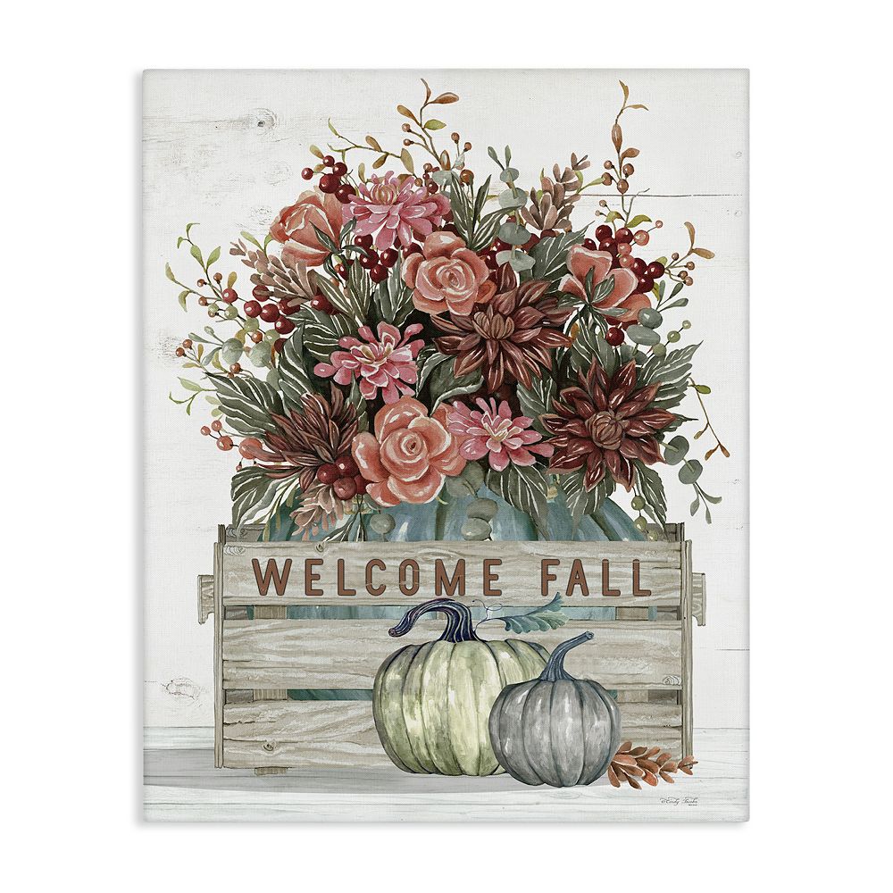 Stupell Home Decor Welcome Fall Floral Canvas Wall Art