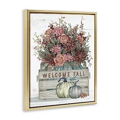 Stupell Home Decor Welcome Fall Floral Floating Framed Wall Art