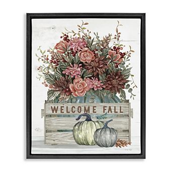 Stupell Home Decor Welcome Fall Floral Floating Framed Wall Art