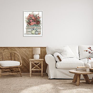 Stupell Home Decor Welcome Fall Floral Glicee Framed Wall Art