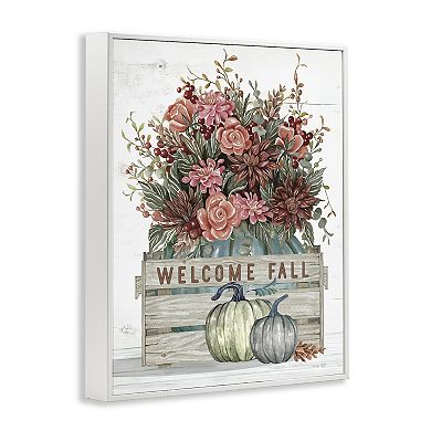 Stupell Home Decor Welcome Fall Floral Glicee Framed Wall Art