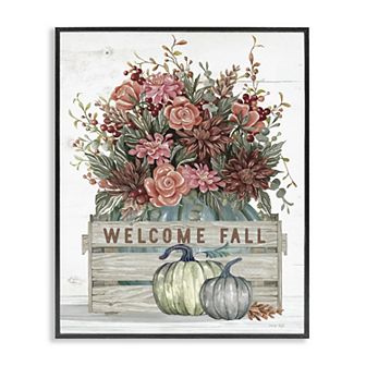 Stupell Home Decor Welcome Fall Floral Glicee Framed Wall Art