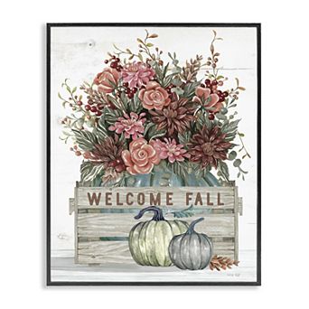 Stupell Home Decor Welcome Fall Floral Glicee Framed Wall Art