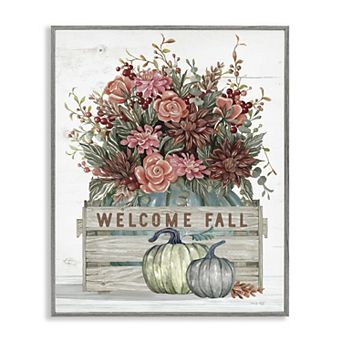 Stupell Home Decor Welcome Fall Floral Glicee Framed Wall Art
