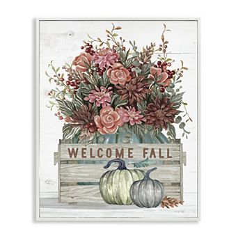Stupell Home Decor Welcome Fall Floral Glicee Framed Wall Art
