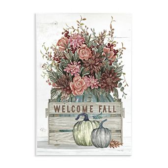 Stupell Home Decor Welcome Fall Floral Plaque Wall Art