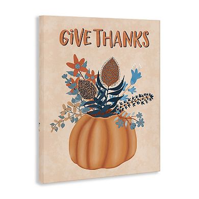 Stupell Home Decor Give Thanks Fall Botanical Canvas Wall Art