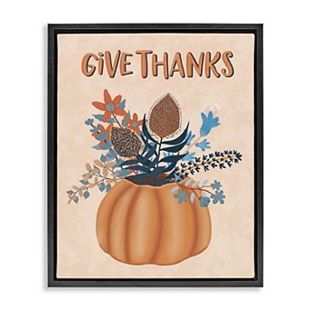 Stupell Home Decor Give Thanks Fall Botanical Floating Framed Wall Art