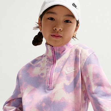 Girls 7-16 Nike Club Fleece Long Sleeve Half Zip Top