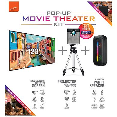iLive Cinema Pop Up Movie Kit Projector Bundle