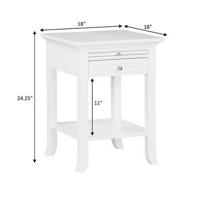 Convenience Concepts 1 Drawer End Table with Charging Station and Pull-Out Shelf