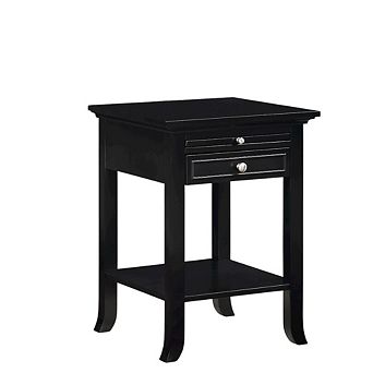 Convenience Concepts 1 Drawer End Table with Charging Station and Pull-Out Shelf