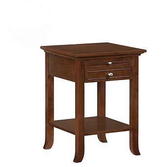 Convenience Concepts 1 Drawer End Table with Charging Station and Pull-Out Shelf