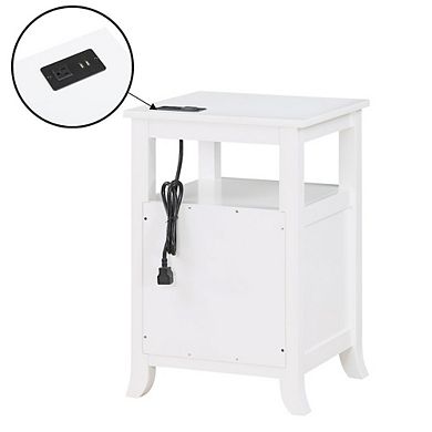 Convenience Concepts Melbourne 2 Drawer End Table with Charging Station and Shelf