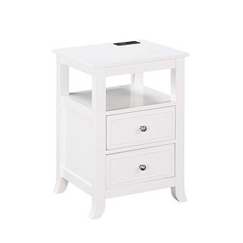 Convenience Concepts Melbourne 2 Drawer End Table with Charging Station and Shelf